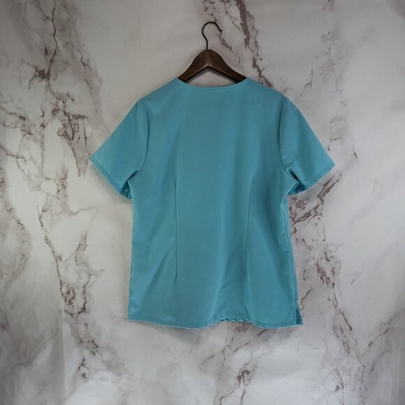FIGS Top Womens Large Blue Casma Short Sleeve Scrub Pocke Teal Aqua 1714 - Picture 6 of 12